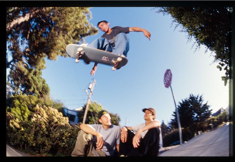 In Huf we trust. Keith hops over his two homies Photo: Morf